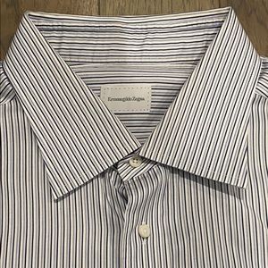 Ermenegildo Zegna Blue striped Dress Shirt Size 18